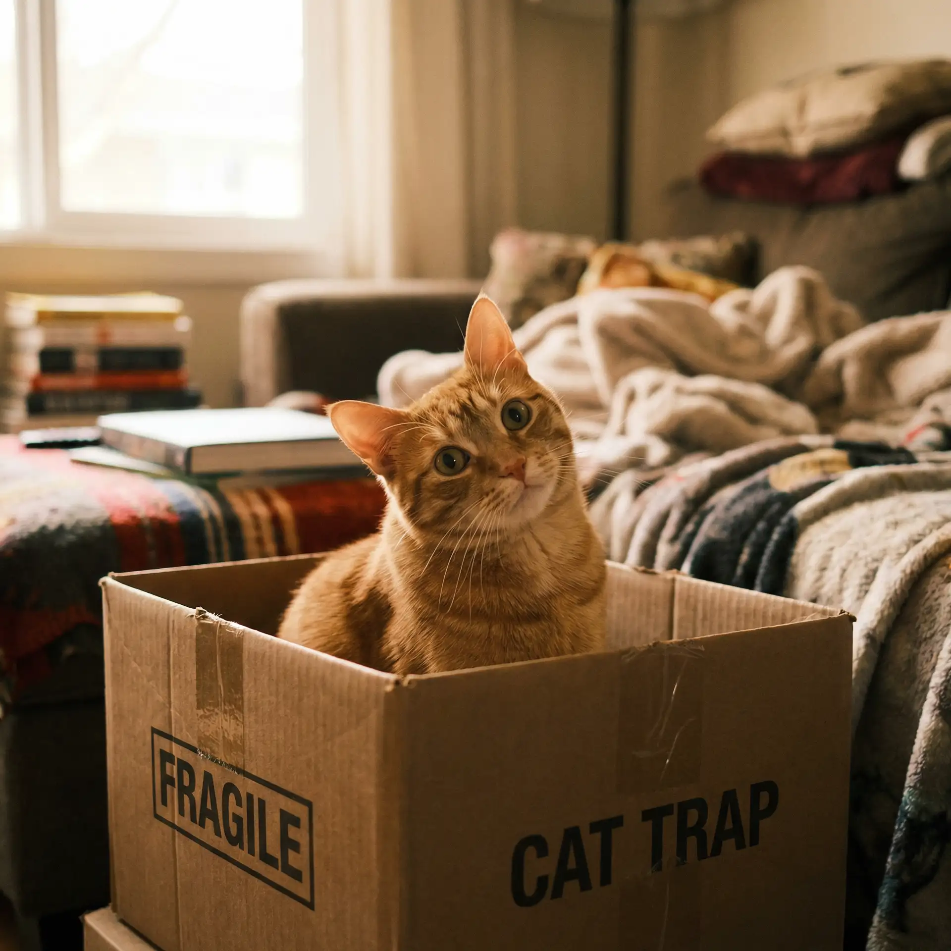 橘猫躲在纸箱里 - 海岸线小说网